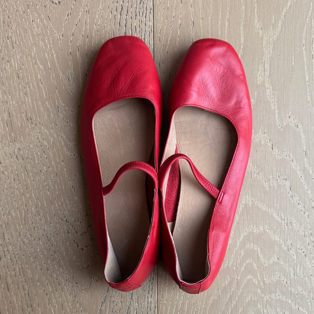 Madewell Red Leather Ballet Flats size 7